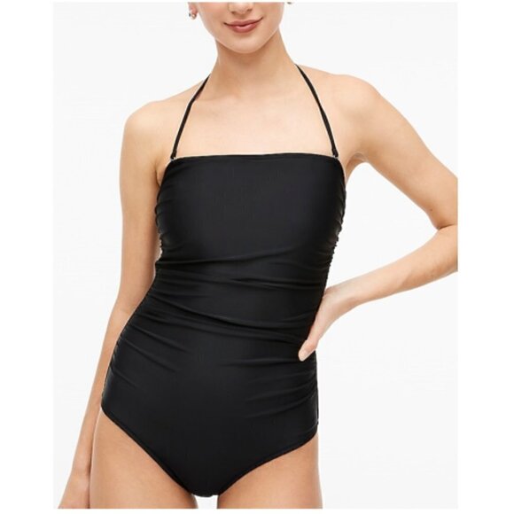 J. Crew Plus Removable Halter Strapless One Piece Swimsuit Black Size 2X NWT - Picture 1 of 7